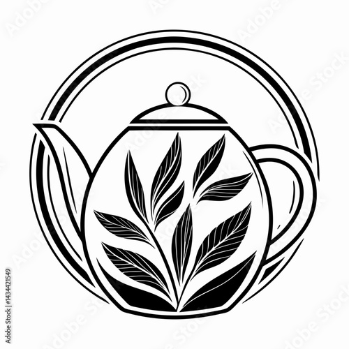 Stylized teapot vector illustration, graphic element for tea culture and beverage design
