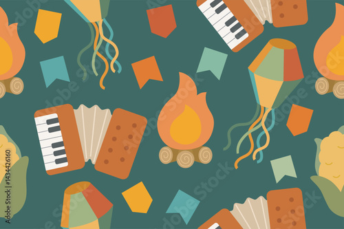 Festa junina brazilian june party seamless pattern illustration vector.