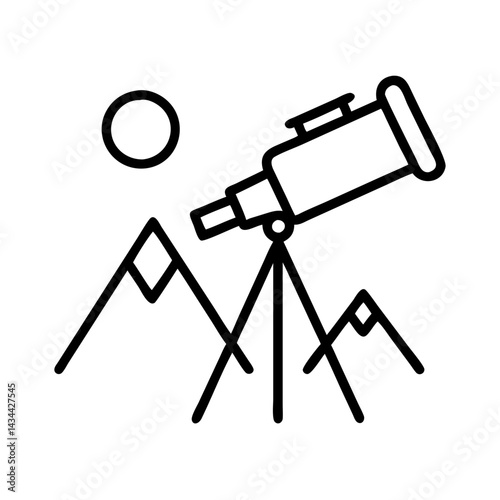 Telescope mountains moon night sky exploration astronomy stargazing adventure scenic view icon