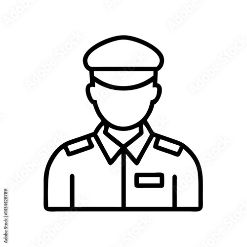 Outline police officer vector icon, law enforcement agent, security guard, uniform, and profession symbol design vector