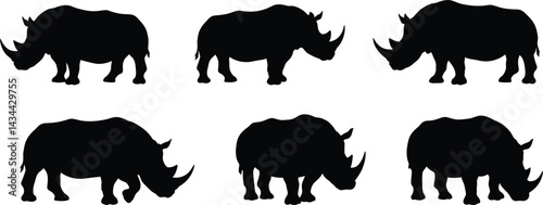 Vector animal silhouettes including wild elephants, rhinos, bears, and farm animals like cows and pigs offer a nature-inspired wildlife illustration set AI Generative