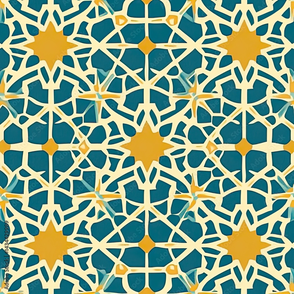 Teal and Gold Geometric Pattern