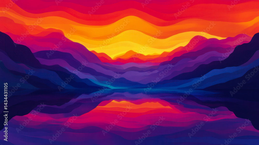 Obraz premium Vibrant mountain range reflecting on water background
