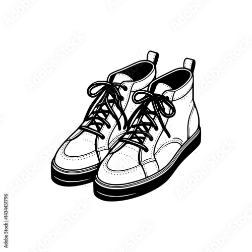 Isolated white sport sneakers, a fashionable footwear object with a lace