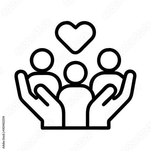 Community support care love charity people teamwork group hands together helping heart icon vector