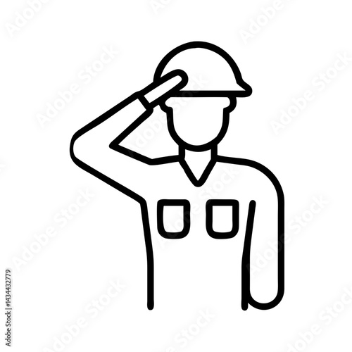 Salute soldier military army man uniform honor respect veteran war hero patriotic icon line art