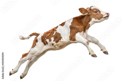 Brown and transparent calf jumping indoors at dusk, isolated on transparent background - generated by ai