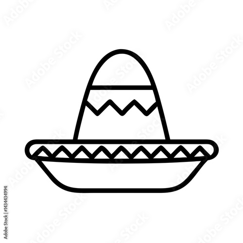 Find a mexican sombrero hat traditional culture cinco de mayo fiesta party headwear outline icon