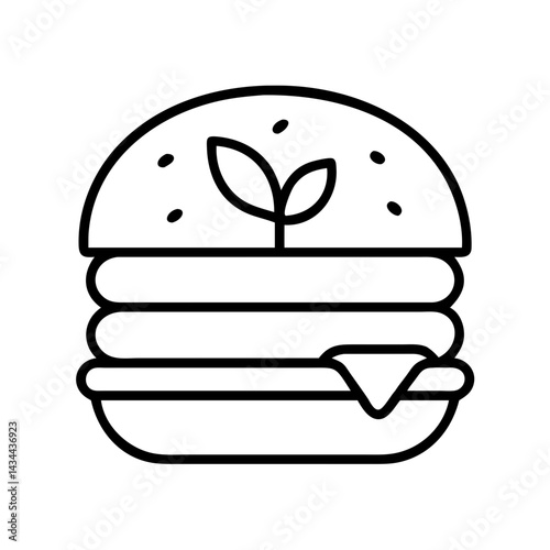 Vegan burger icon vector illustration healthy plant based food drawing vegetarian diet nutrition 90