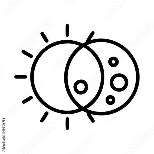 Sun and moon eclipse vector illustration, celestial event, solar lunar phase astronomy graphic design