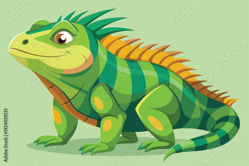 illustration of a green iguana in a semi-realistic cartoon style.