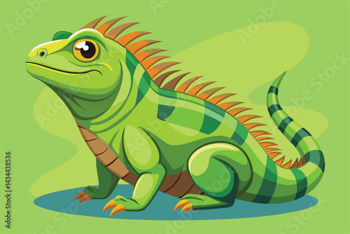illustration of a green iguana in a semi-realistic cartoon style.