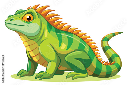illustration of a green iguana in a semi-realistic cartoon style.