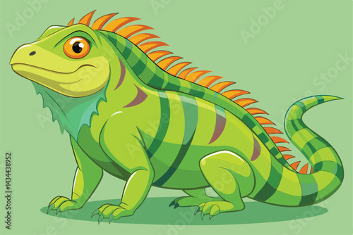 illustration of a green iguana in a semi-realistic cartoon style.