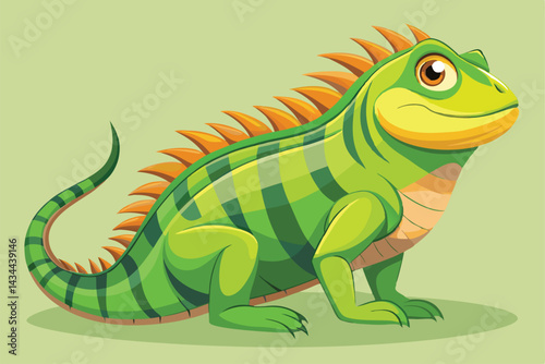 illustration of a green iguana in a semi-realistic cartoon style.