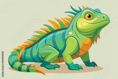 illustration of a green iguana in a semi-realistic cartoon style.