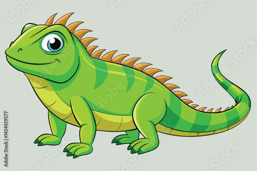 illustration of a green iguana in a semi-realistic cartoon style.