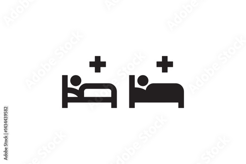 Hospital bed medical icon in black and white Vector