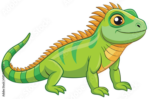 illustration of a green iguana in a semi-realistic cartoon style.