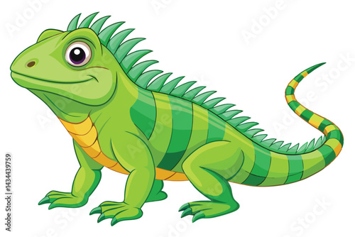 illustration of a green iguana in a semi-realistic cartoon style.