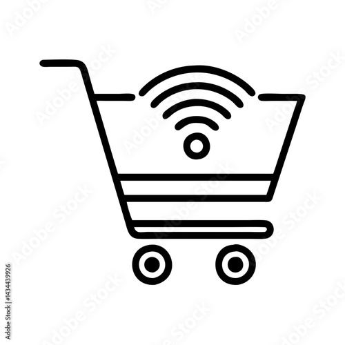 Online shopping cart with wifi signal internet connection e commerce retail store business concept
