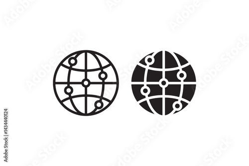 Global network connection icon in black Vector