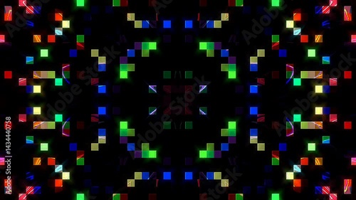 Wallpaper Mural 3D animation beautiful video colorful abstract bright light energy 4K of smooth lines waves glittering light effect on round shape in center, black background Torontodigital.ca