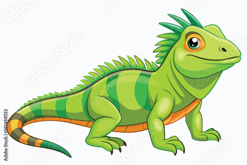 illustration of a green iguana in a semi-realistic cartoon style.