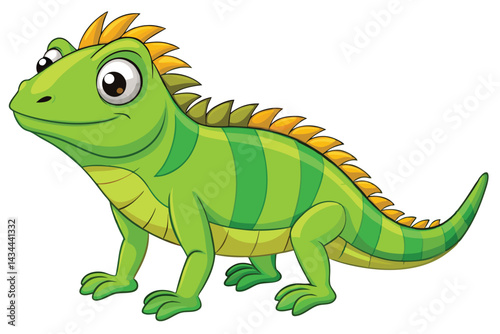 illustration of a green iguana in a semi-realistic cartoon style.