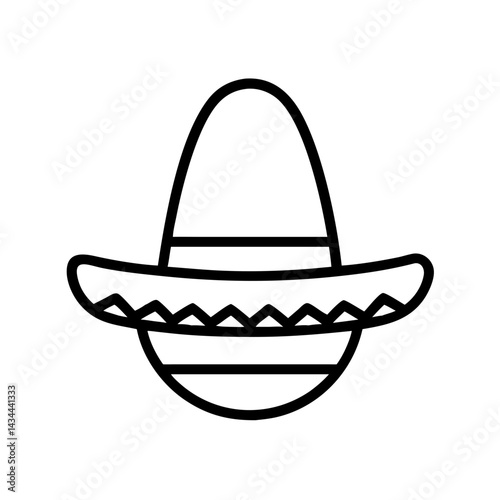 Isolated sombrero vector illustration, mexican hat outline drawing for cinco de mayo celebration design