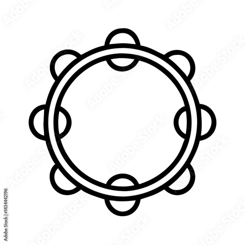 Outline tambourine vector illustration, percussion instrument drawing for music design and art projects