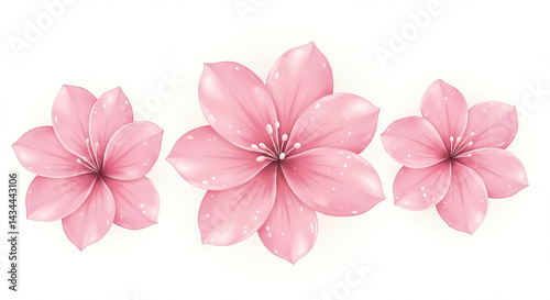 Wallpaper Mural Delicate Pink Flowers A Trio of Blossom Illustrations Torontodigital.ca