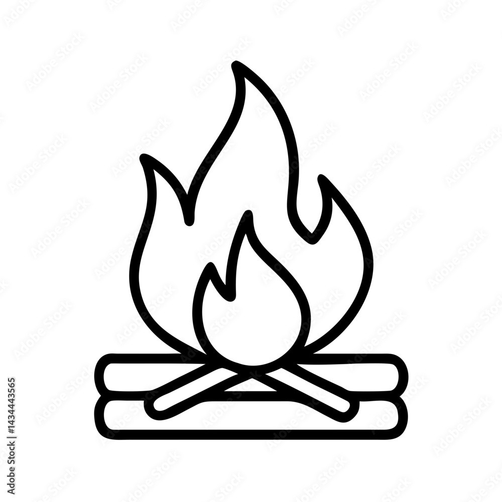 Outline campfire bonfire flame fire wood burning heat warm camping nature outdoor adventure trip Outline campfire bonfire flame fire wood burning heat warm camping nature outdoor adventure trip