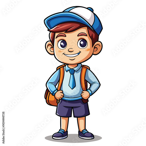Cartoon boy in school uniform