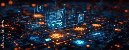 Wallpaper Mural Digital cityscape of e-commerce transactions Torontodigital.ca