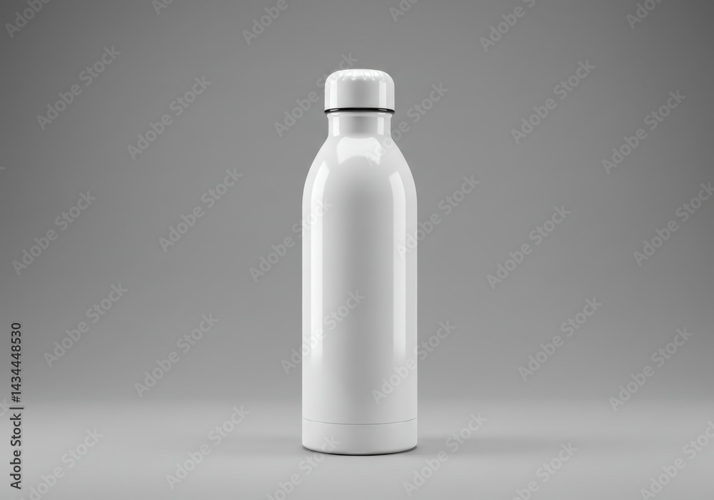 White reusable water bottle mockup on gray background White reusable water bottle mockup on gray background
