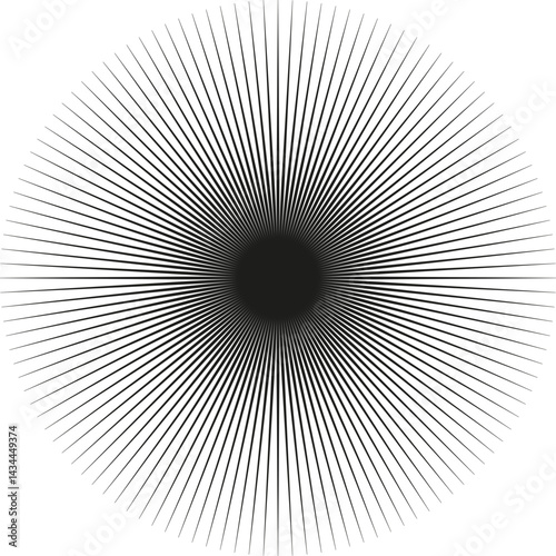 Circular shape with regular rays tapering outward from the center in a symmetrical pattern.