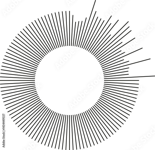 One-quarter of a circular shape with long irregular rays extending outward.