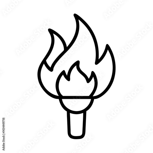 Torch flame fire light burn hot symbol vector illustration design graphic element outline icon