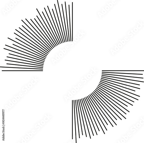 Circular shape with irregular long rays radiating outward from the center.