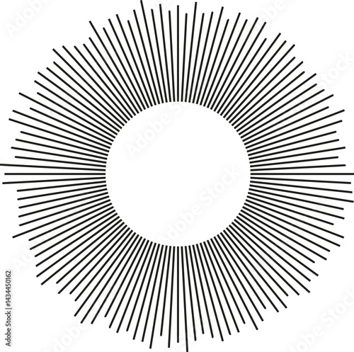 Circular shape with irregular rays radiating outward, leaving an empty space in the center.