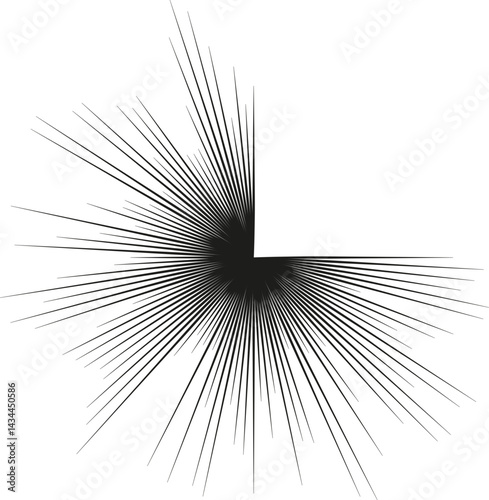 Circular shape with irregular radial pattern, missing one-quarter of the circle.