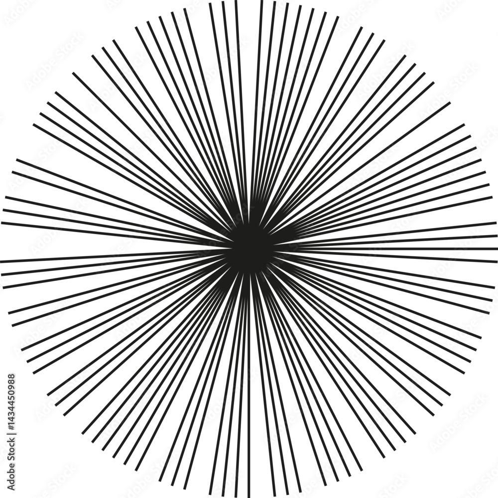 Obraz premium Circular shape with rays radiating outward from the center.