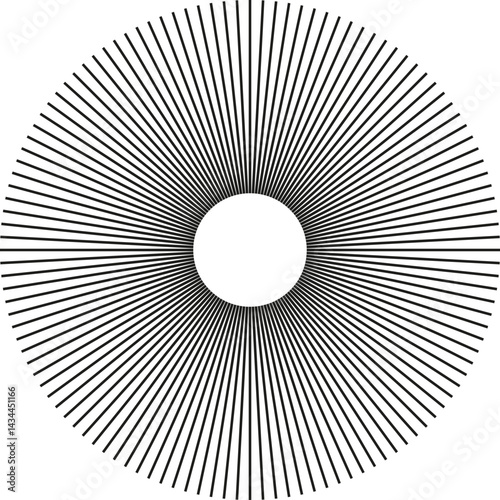 Circular shape with rays radiating outward, leaving a small empty space in the center.
