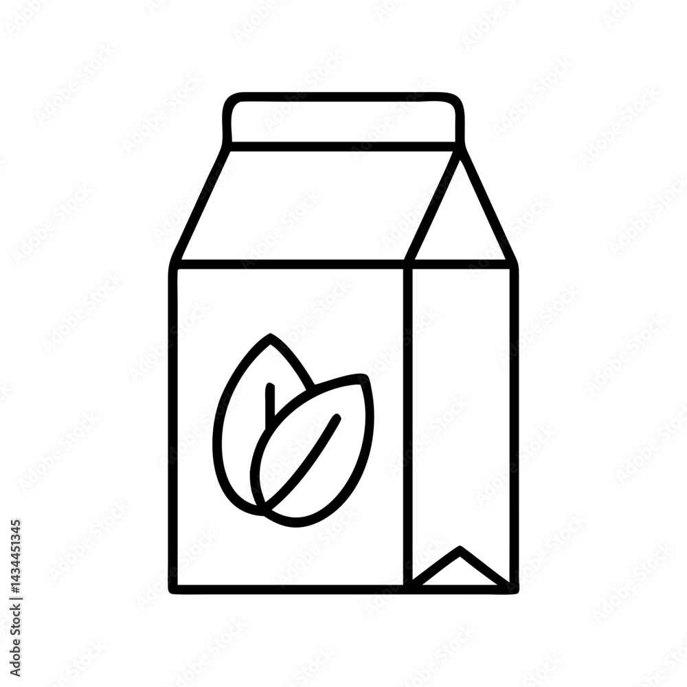 Almond milk carton outline vector illustration for dairy free milk alternative and vegan diet Almond milk carton outline vector illustration for dairy free milk alternative and vegan diet