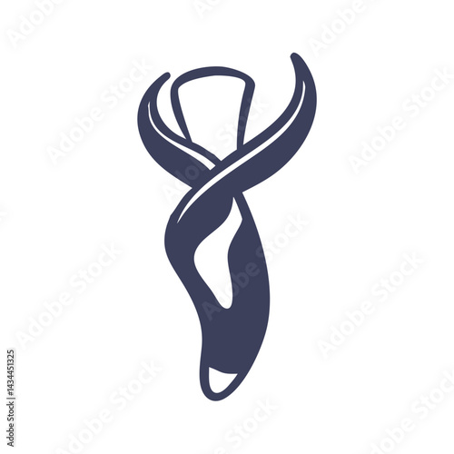 Ballet ribbon, elegant design, dance accessory on white background