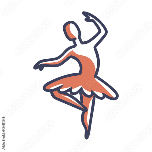 Ballet dancer silhouette, graceful pose, performing on white background