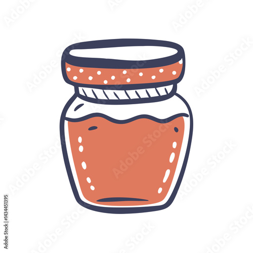 Jar icon, homemade compote, fruit preserve illustration on white background