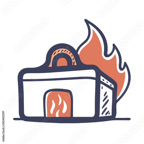 Crematory icon, memorial service, peaceful tribute illustration on white background - 2