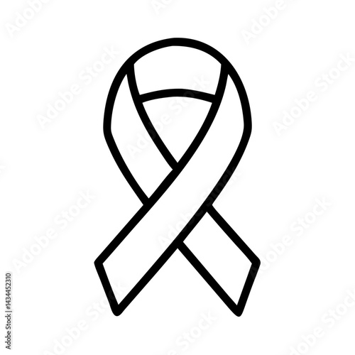 Outline ribbon cancer awareness symbol support hope solidarity charity medical health disease cure campaign